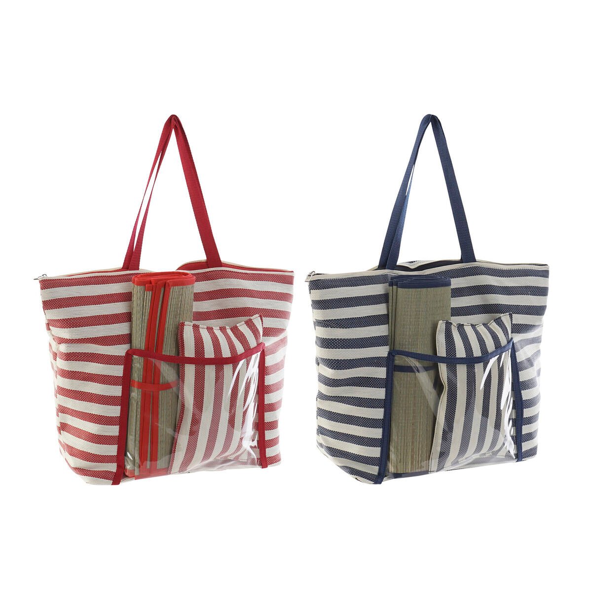 Beach Bag DKD Home Decor 55 x 17 x 35 cm Canvas Red Blue PVC (2 Units) - Urbantrek