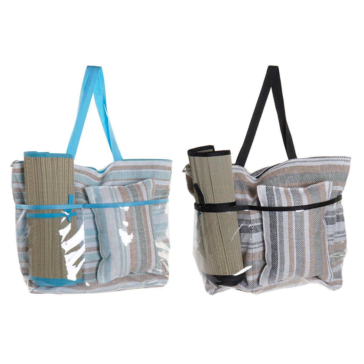 Beach Bag DKD Home Decor Blue Brown Green Grey Mint PVC Canvas 44 x 23 x 62 cm (2 Units) - Urbantrek