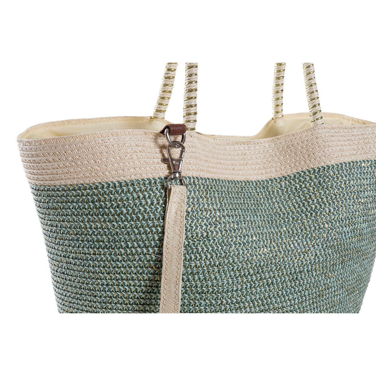 Beach Bag DKD Home Decor Brown Green Beige Mint Fibre 43 x 10 x 28 cm (2 Units) - Urbantrek
