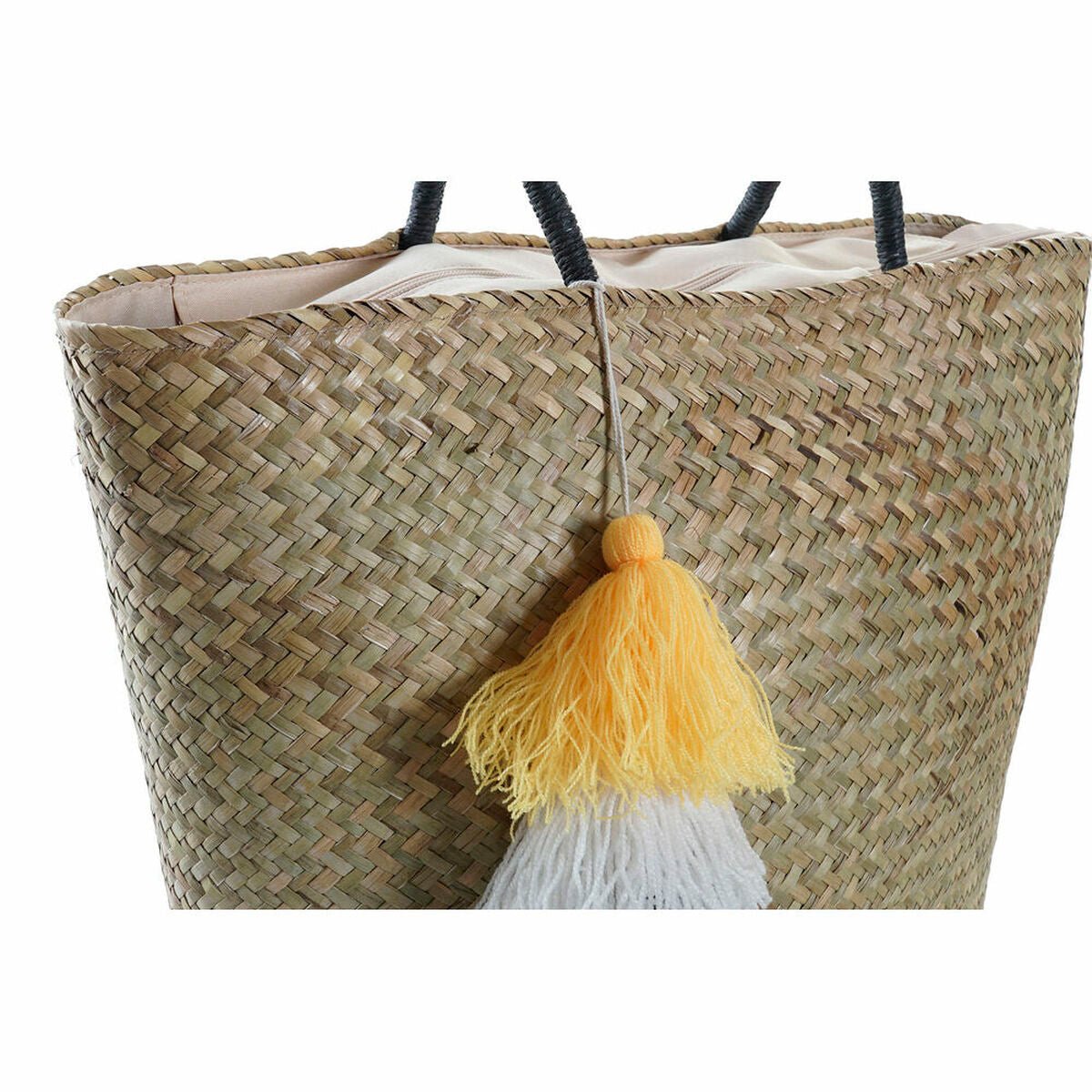 Beach Bag DKD Home Decor Orange Natural Navy Blue Fibre 49 x 18 x 37 cm (2 Units) - Urbantrek