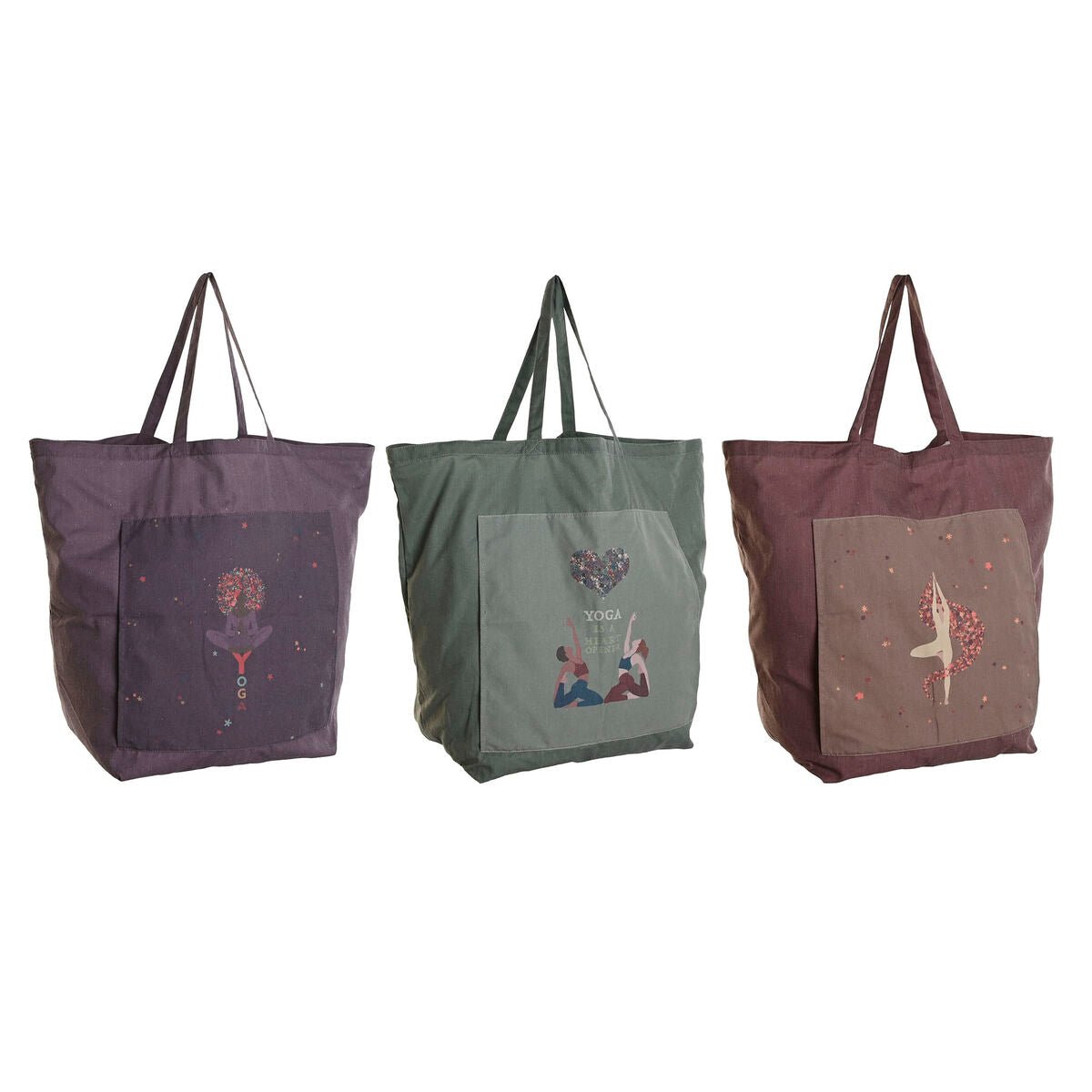 Fabric bag DKD Home Decor Brown Green Burgundy Canvas 68 x 30 x 55 cm (3 Units) - Urbantrek
