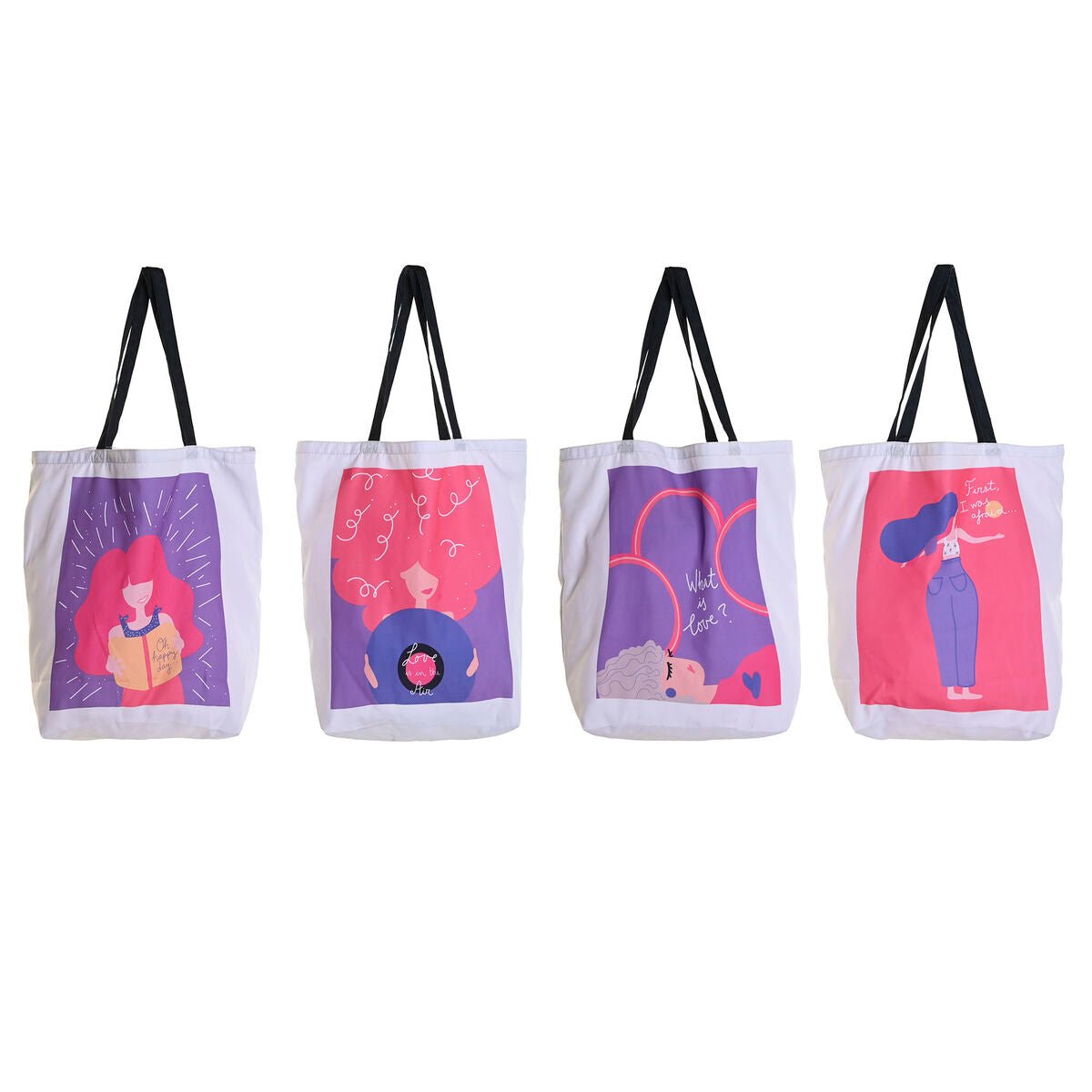 Fabric bag DKD Home Decor White polialgodon Polyester 43 x 15 x 40 cm (4 Units) - Urbantrek