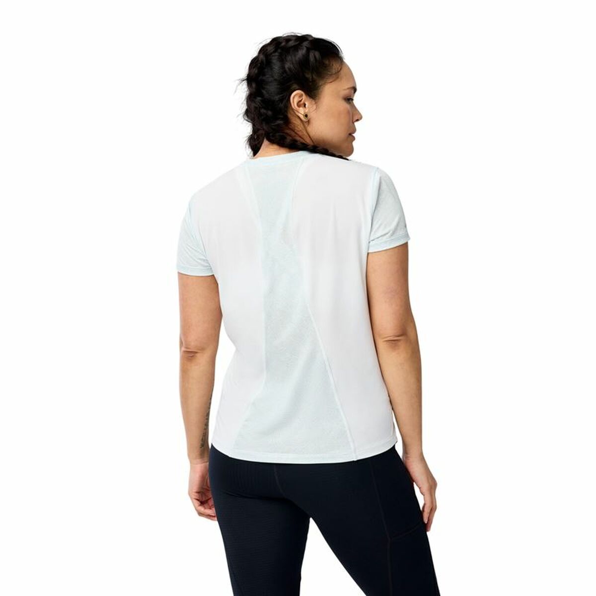 Men’s Short Sleeve T-Shirt Brooks Sprint Free Sleeve White Light Blue - Urbantrek