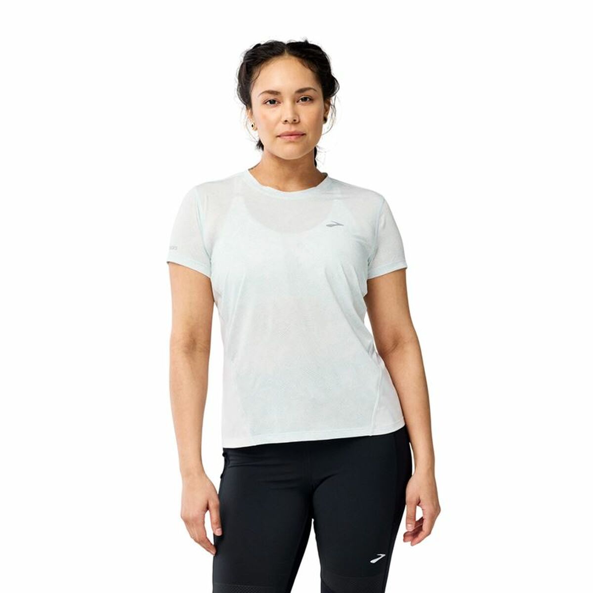 Men’s Short Sleeve T-Shirt Brooks Sprint Free Sleeve White Light Blue - Urbantrek