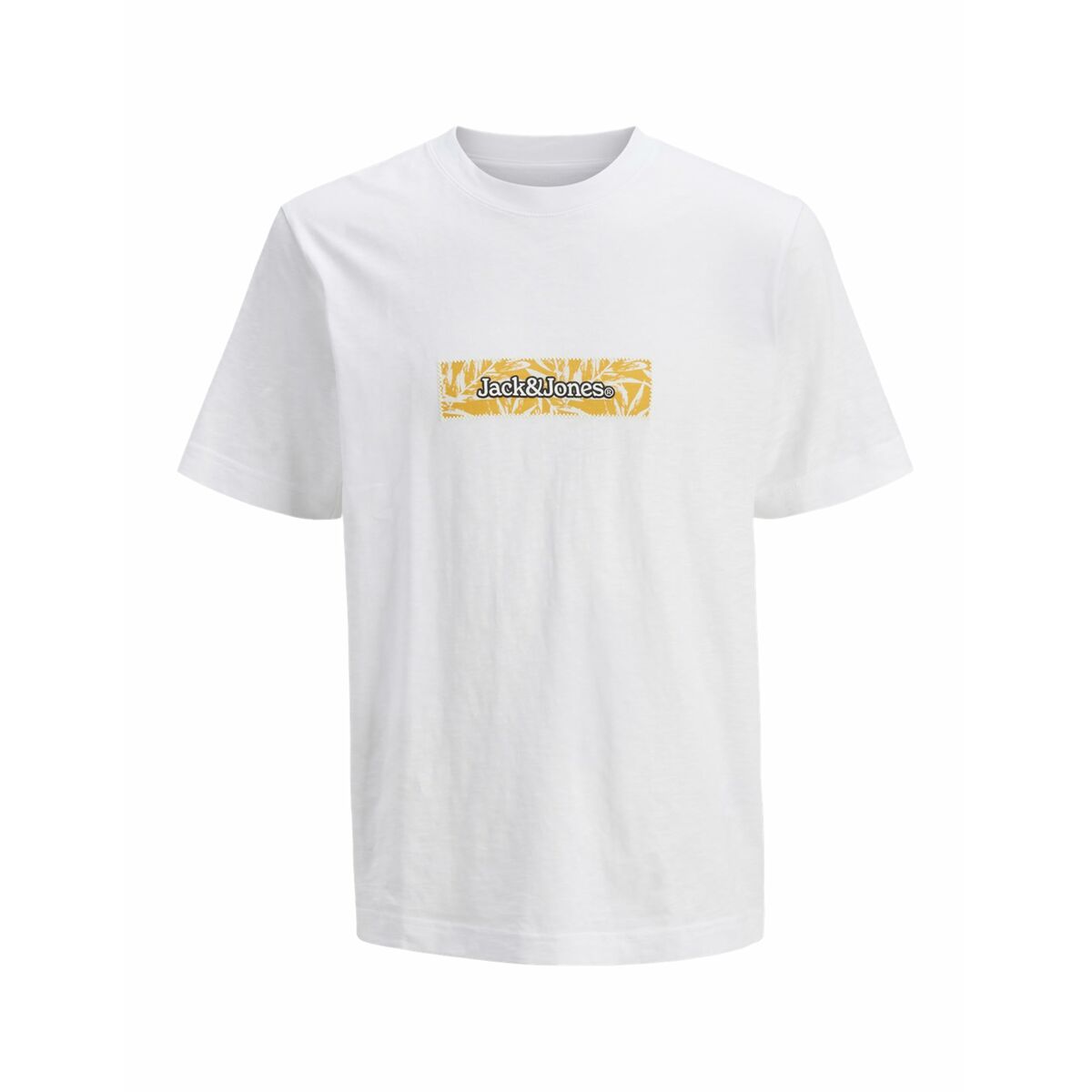 Men’s Short Sleeve T-Shirt Jack & Jones JORSPLIT AOP BRANDING TEE 12272993 White - Urbantrek