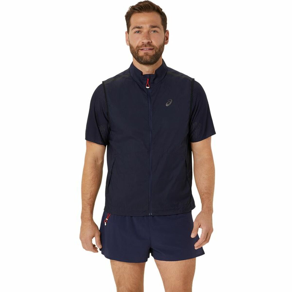 Unisex Sports Gilet Asics Metarun Packable Gilet Blue - Urbantrek