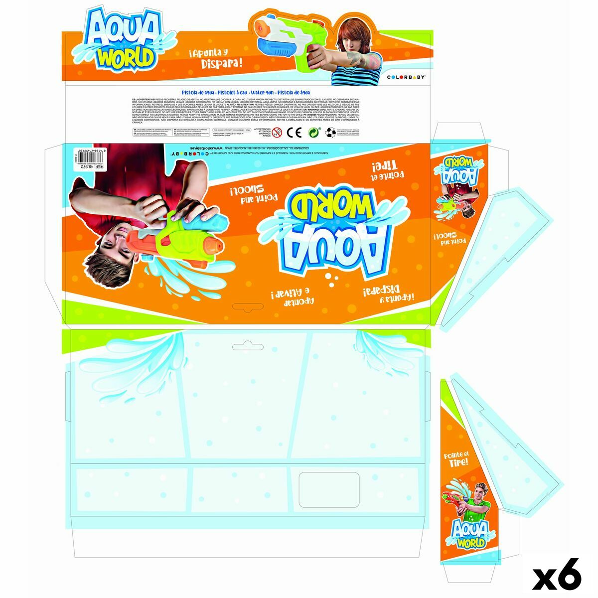 Water Pistol Colorbaby 34,5 x 16 x 5 cm (6 Units) - Urbantrek